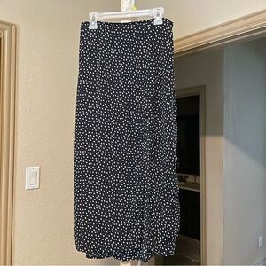 Abercrombie & Fitch High Waist Midi Skirt Navy Polka Dot size XS